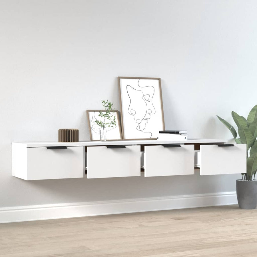 Wandkasten 2 St 68X30X20 Cm Bewerkt Hout Wit