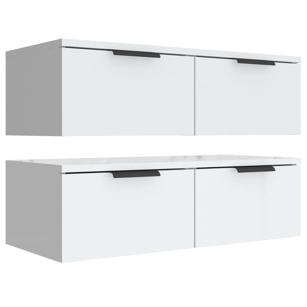 Wandkasten 2 St 68X30X20 Cm Bewerkt Hout Wit