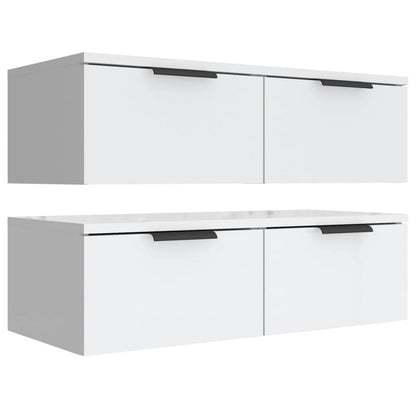 Wandkasten 2 St 68X30X20 Cm Bewerkt Hout Wit