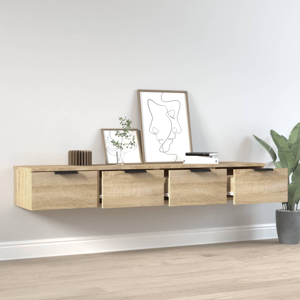 Wandkasten 2 St 68X30X20 Cm Bewerkt Hout Sonoma Eikenkleurig