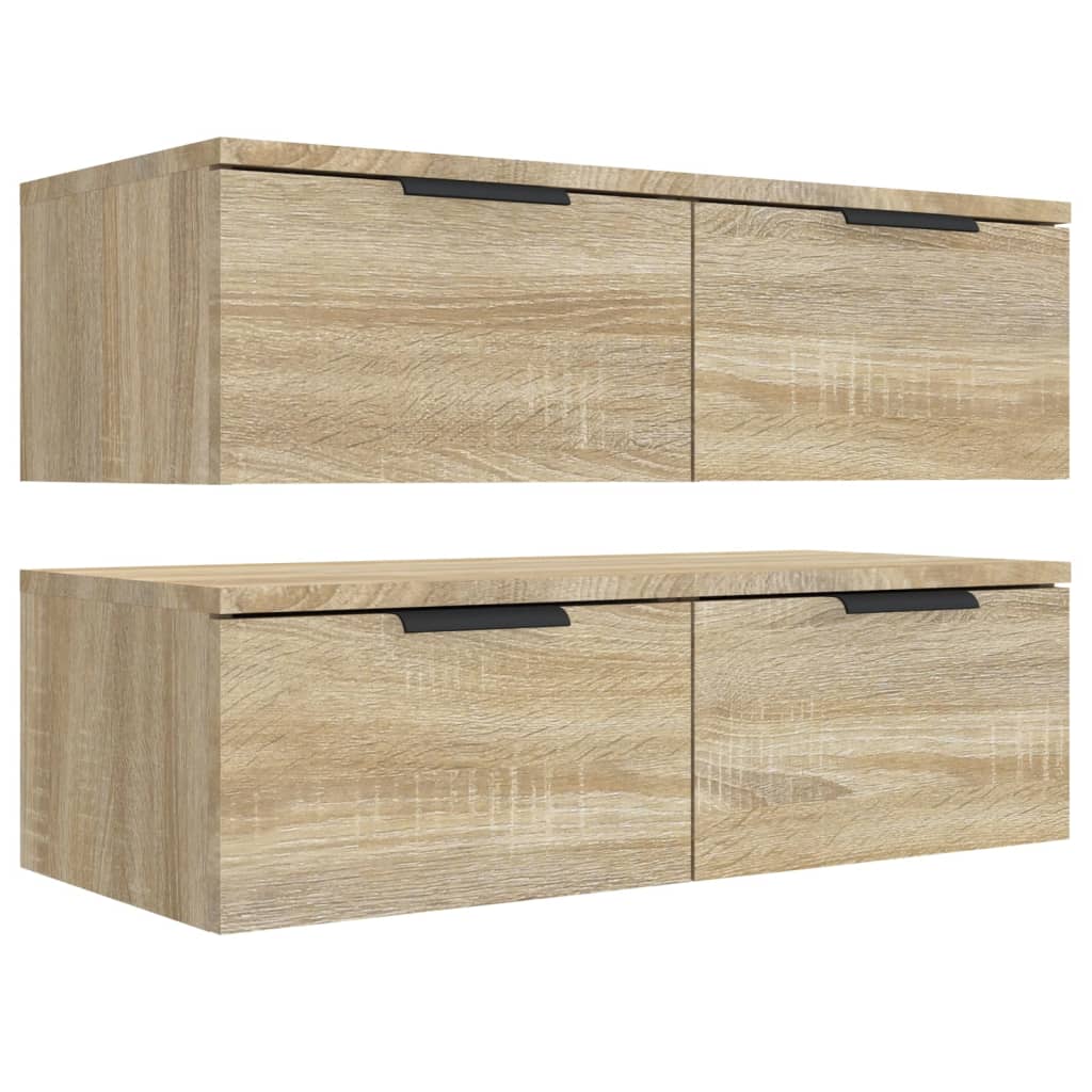 Wandkasten 2 St 68X30X20 Cm Bewerkt Hout Sonoma Eikenkleurig