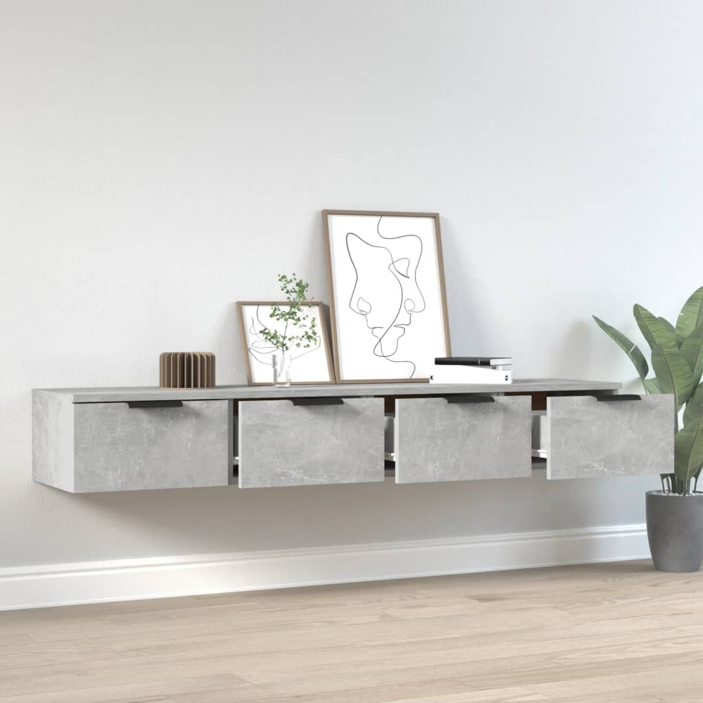 Wandkasten 2 St 68X30X20 Cm Bewerkt Hout Betongrijs