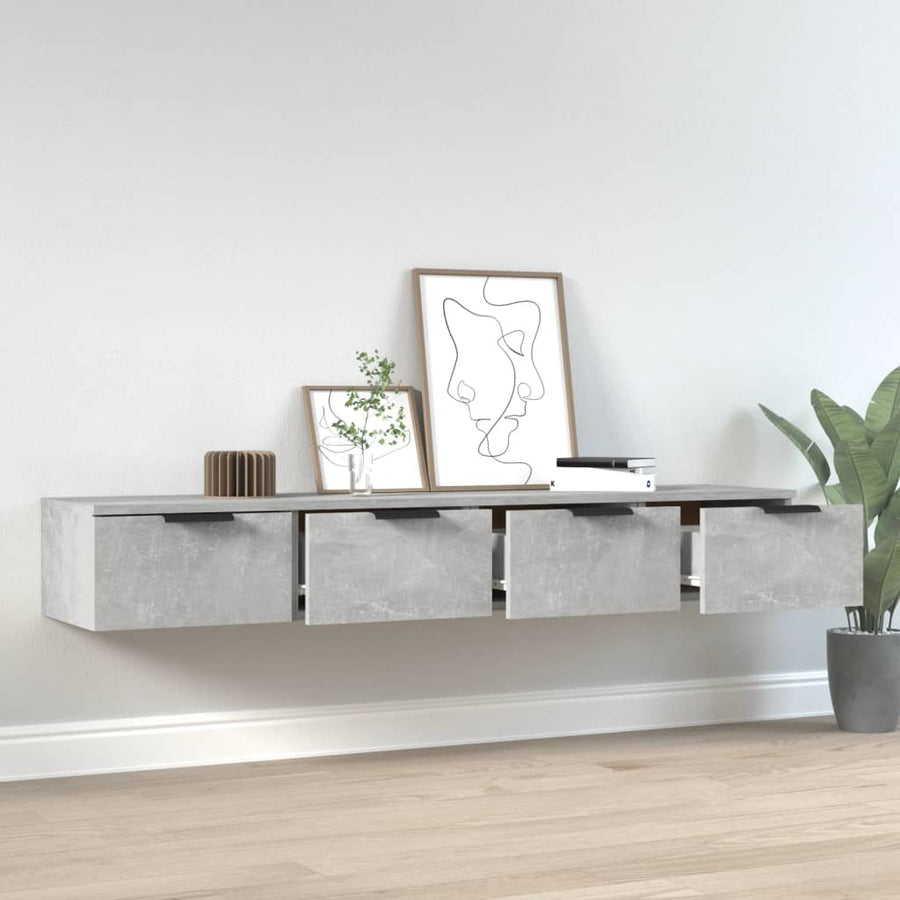 Wandkasten 2 St 68X30X20 Cm Bewerkt Hout Betongrijs