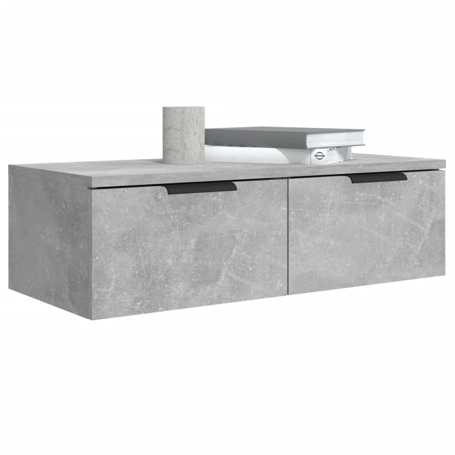 Wandkasten 2 St 68X30X20 Cm Bewerkt Hout Betongrijs