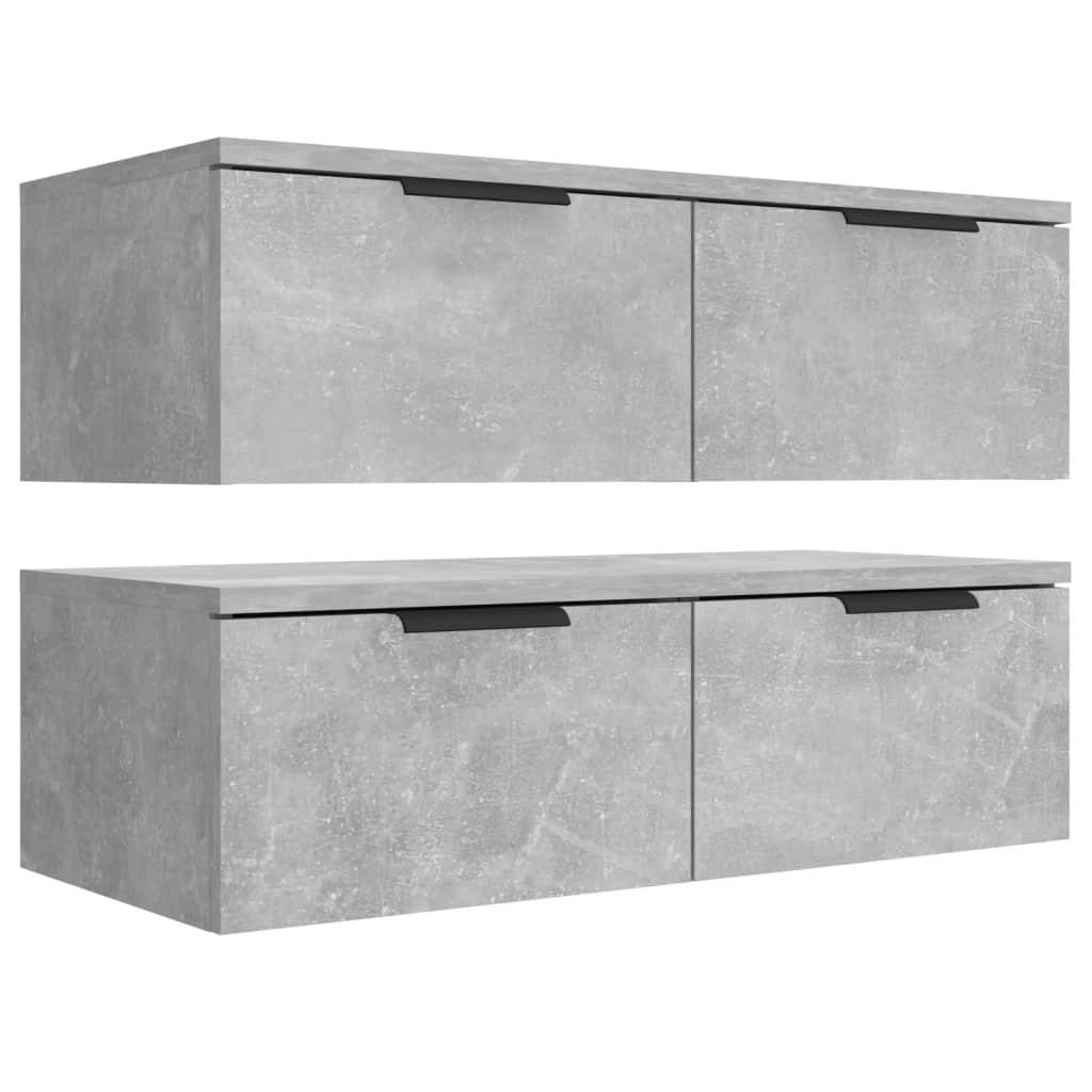 Wandkasten 2 St 68X30X20 Cm Bewerkt Hout Betongrijs