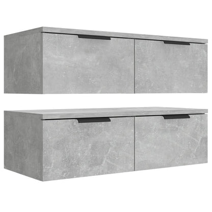 Wandkasten 2 St 68X30X20 Cm Bewerkt Hout Betongrijs
