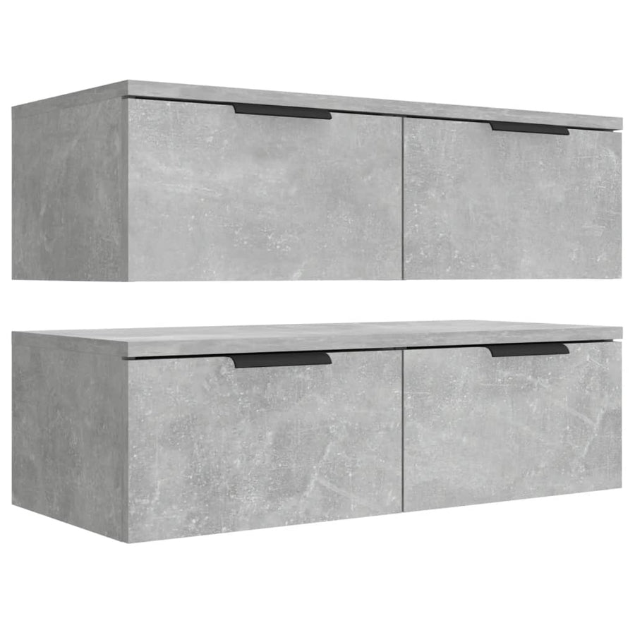 Wandkasten 2 St 68X30X20 Cm Bewerkt Hout Betongrijs