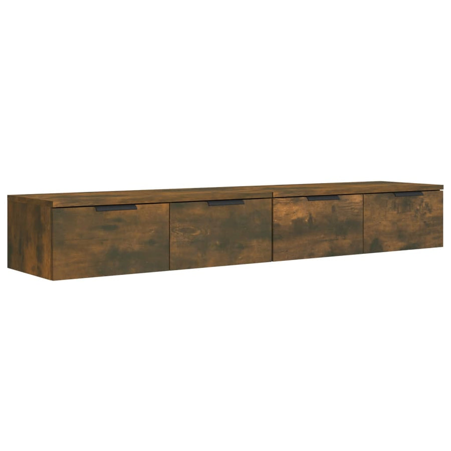 Wandkasten 68X30X0 Cm Bewerkt Hout Kleurig 2 Gerookt eiken