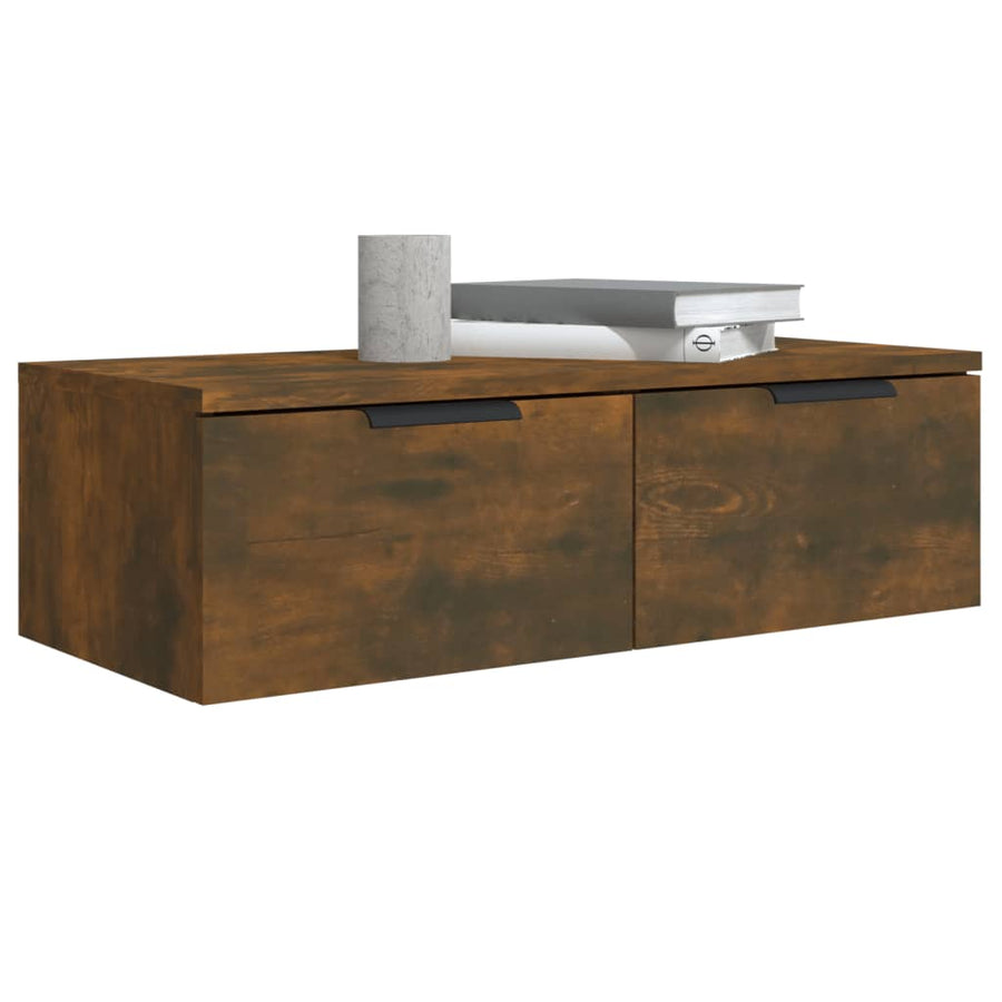 Wandkasten 68X30X0 Cm Bewerkt Hout Kleurig 2 Gerookt eiken