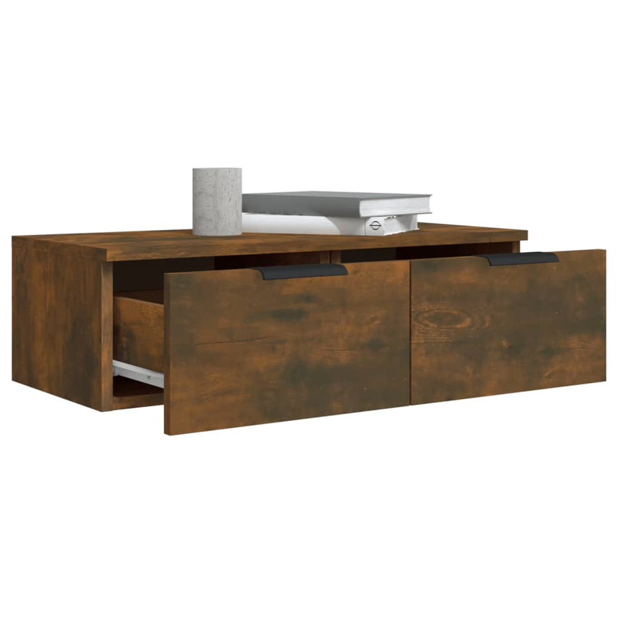 Wandkasten 68X30X0 Cm Bewerkt Hout Kleurig 2 Gerookt eiken