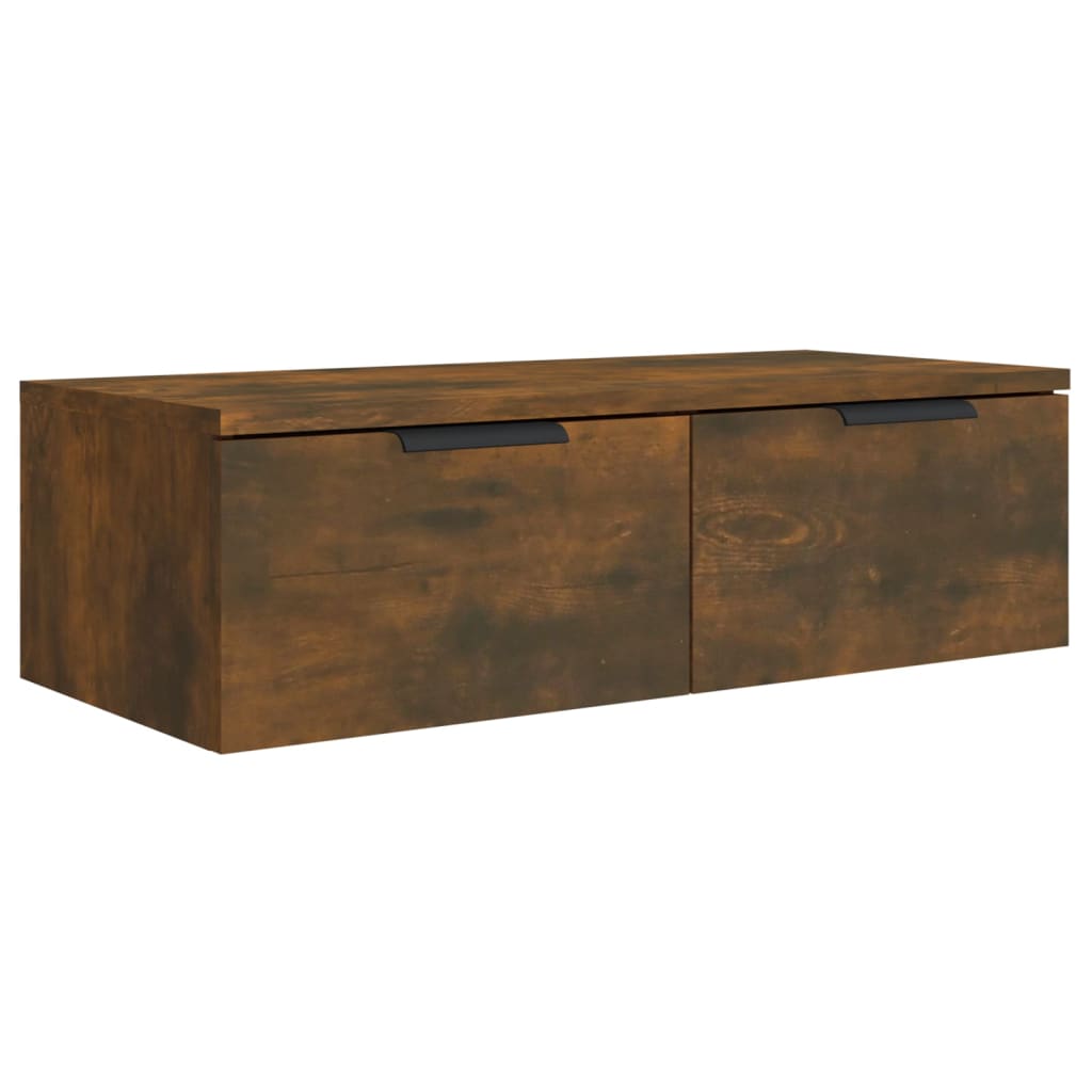 Wandkasten 68X30X0 Cm Bewerkt Hout Kleurig 2 Gerookt eiken