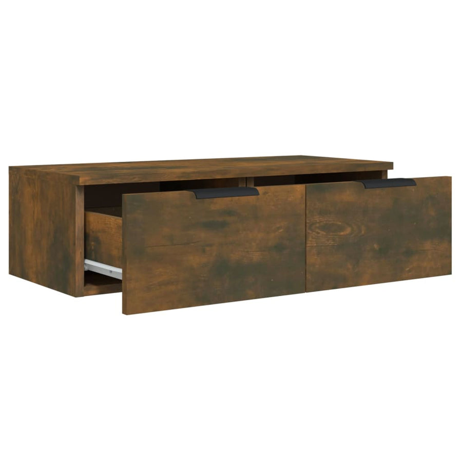 Wandkasten 68X30X0 Cm Bewerkt Hout Kleurig 2 Gerookt eiken