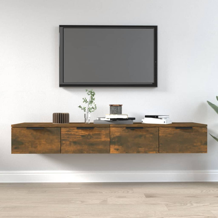 Wandkasten 68X30X0 Cm Bewerkt Hout Kleurig 2 Gerookt eiken