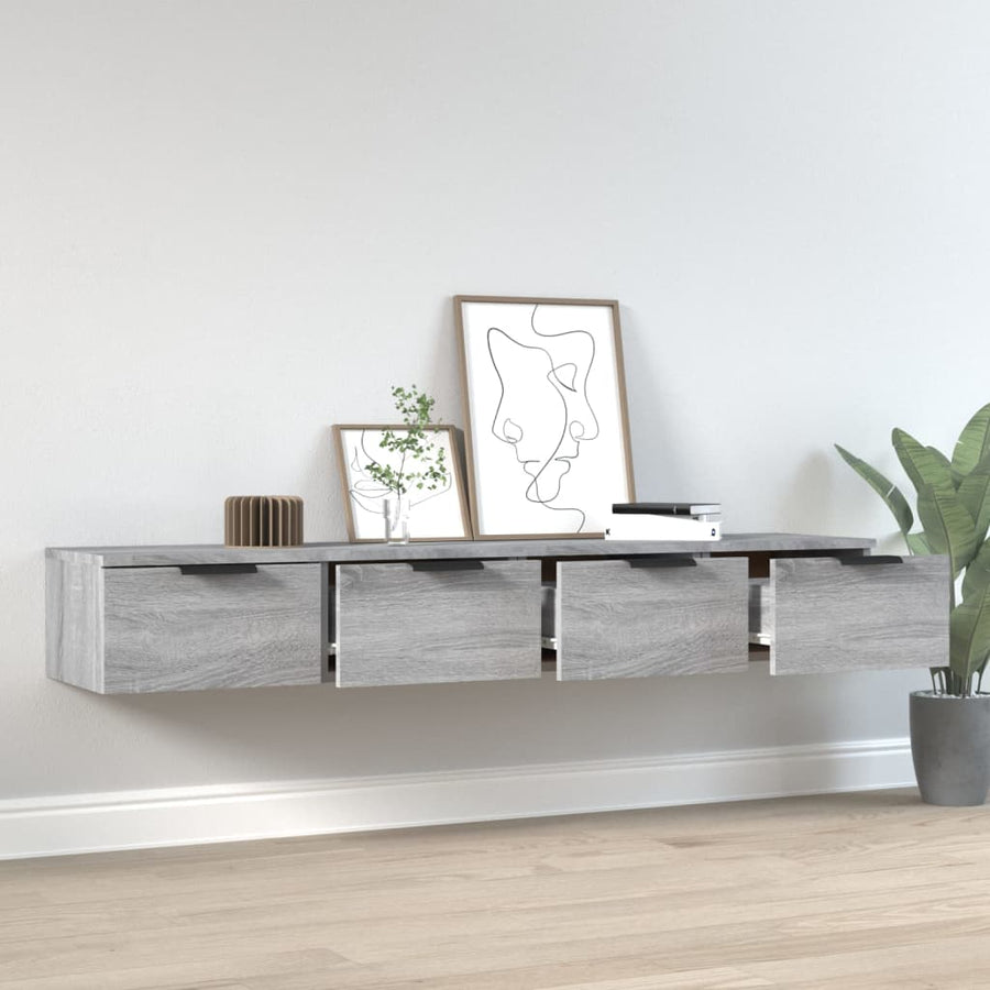 Wandkasten 2 St 68X30X20 Cm Bewerkt Hout Grijs Sonoma Eiken