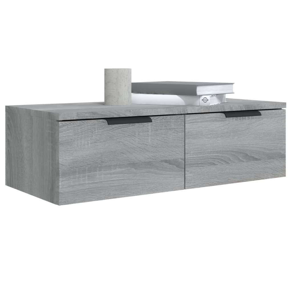 Wandkasten 2 St 68X30X20 Cm Bewerkt Hout Grijs Sonoma Eiken