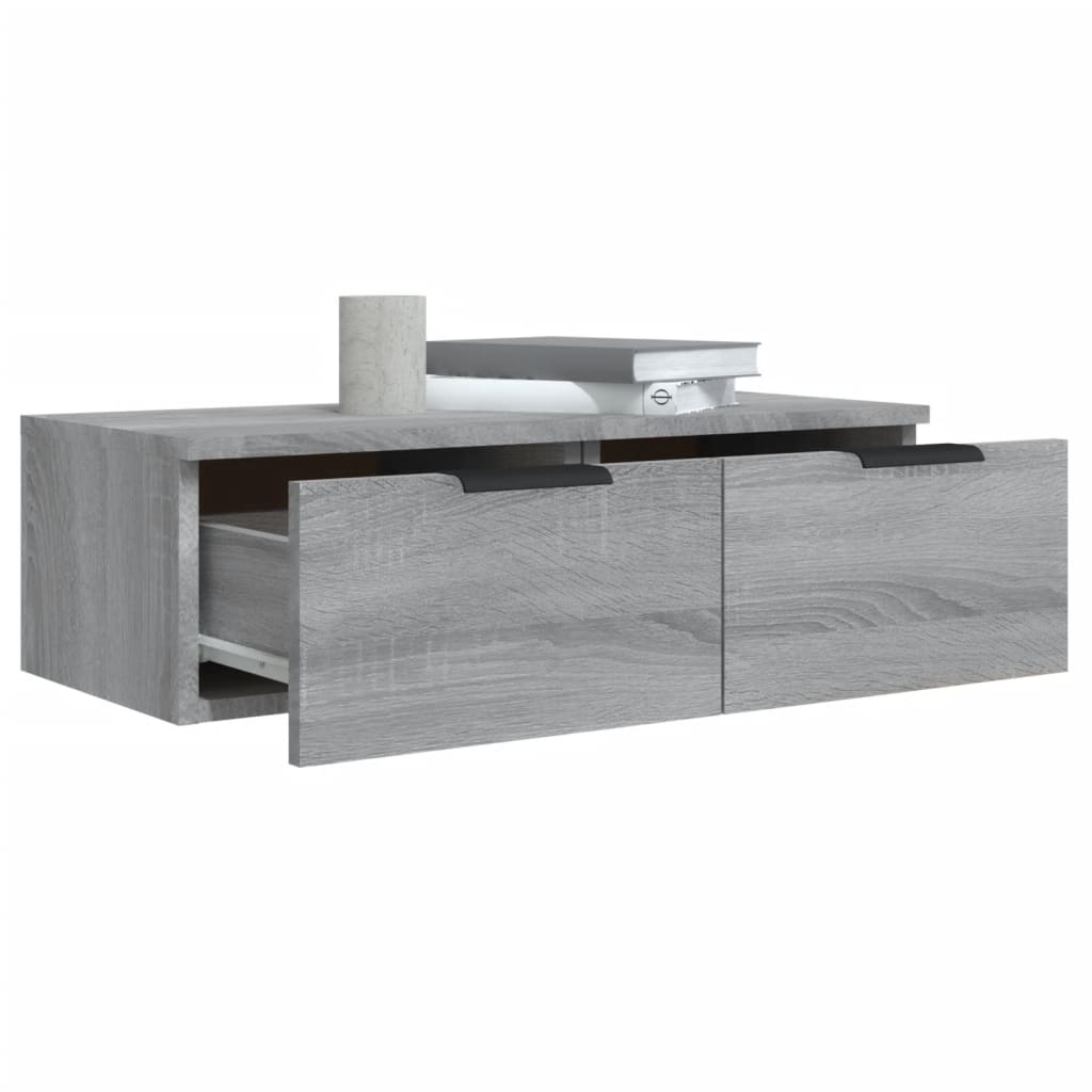 Wandkasten 2 St 68X30X20 Cm Bewerkt Hout Grijs Sonoma Eiken