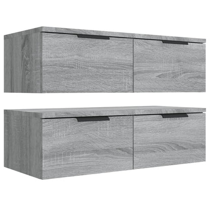 Wandkasten 2 St 68X30X20 Cm Bewerkt Hout Grijs Sonoma Eiken