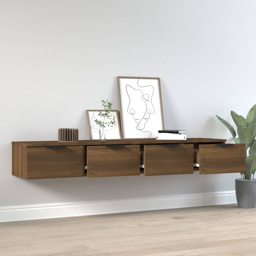 Wandkasten 2 St 68X30X20 Cm Bewerkt Hout Bruineikenkleurig