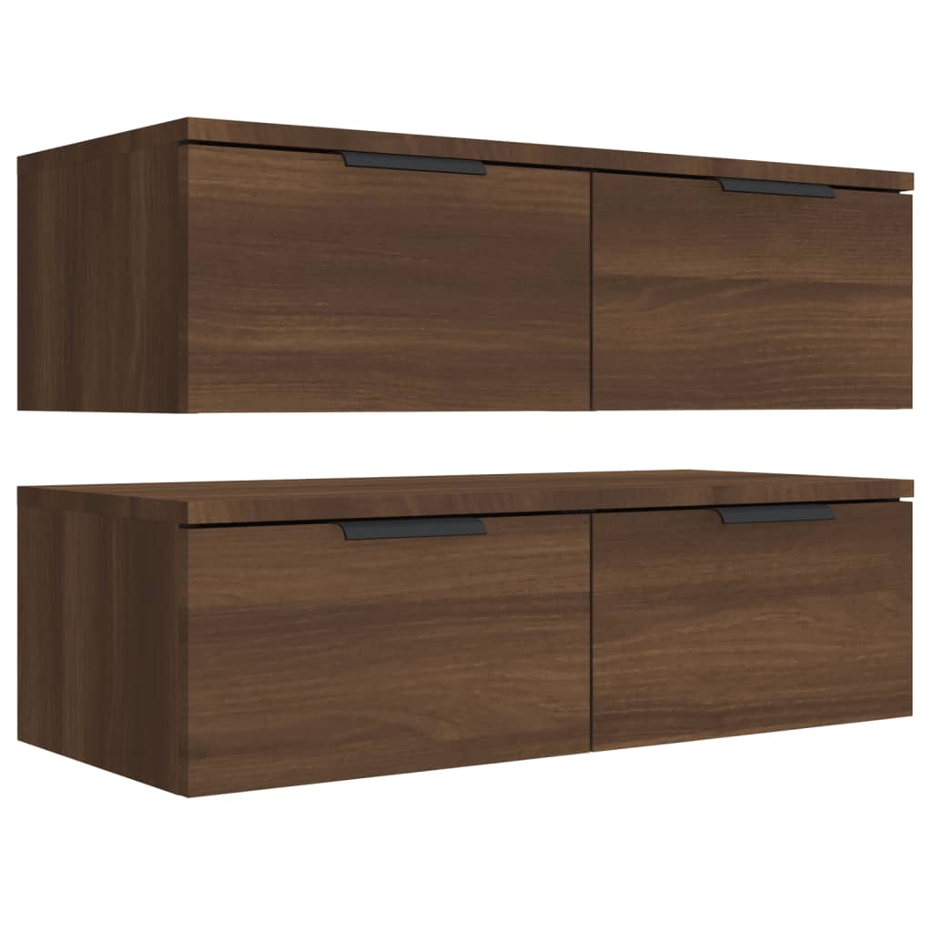 Wandkasten 2 St 68X30X20 Cm Bewerkt Hout Bruineikenkleurig