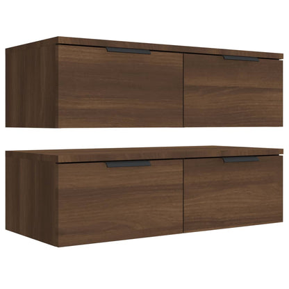 Wandkasten 2 St 68X30X20 Cm Bewerkt Hout Bruineikenkleurig
