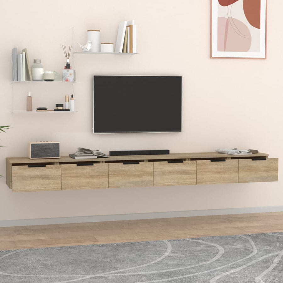 Wandkasten 2 St 102X30X20 Cm Bewerkt Hout Sonoma Eikenkleurig
