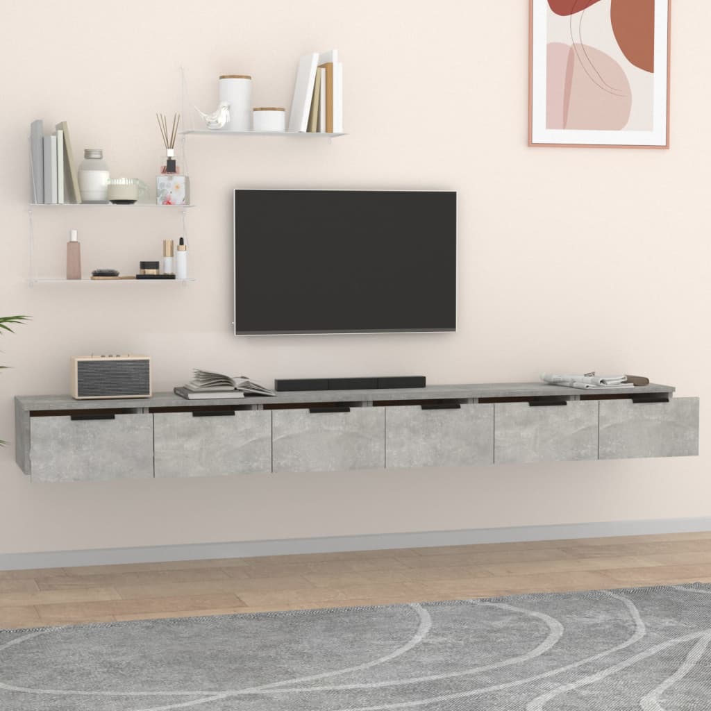 Wandkasten 2 St 102X30X20 Cm Bewerkt Hout Betongrijs