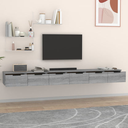 Wandkasten 2 St 102X30X20 Cm Bewerkt Hout Grijs Sonoma
