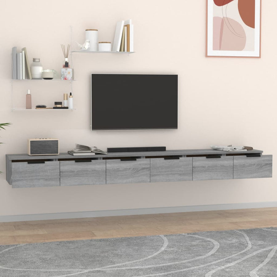 Wandkasten 2 St 102X30X20 Cm Bewerkt Hout Grijs Sonoma