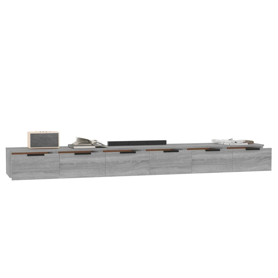 Wandkasten 2 St 102X30X20 Cm Bewerkt Hout Grijs Sonoma