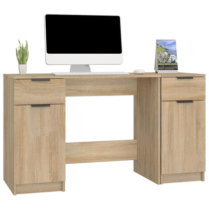 Bureau Met Bijzetkast Bewerkt Hout Sonoma Eikenkleurig