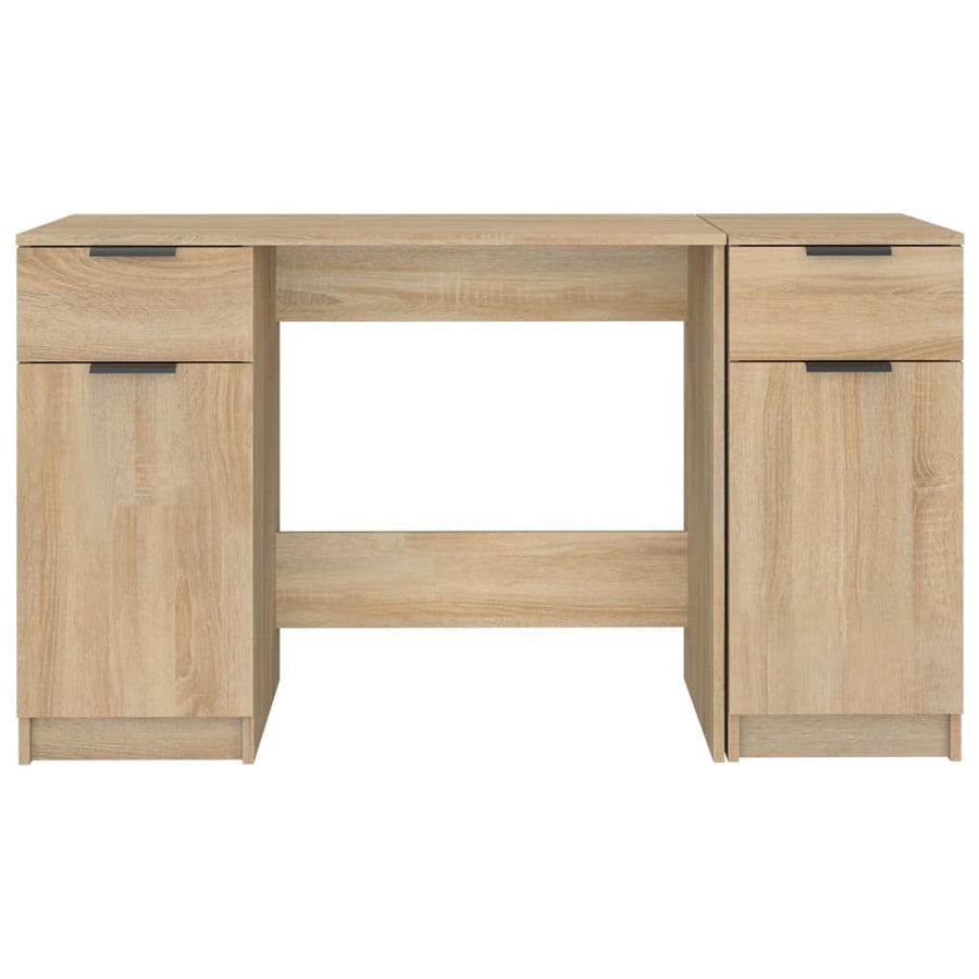 Bureau Met Bijzetkast Bewerkt Hout Sonoma Eikenkleurig