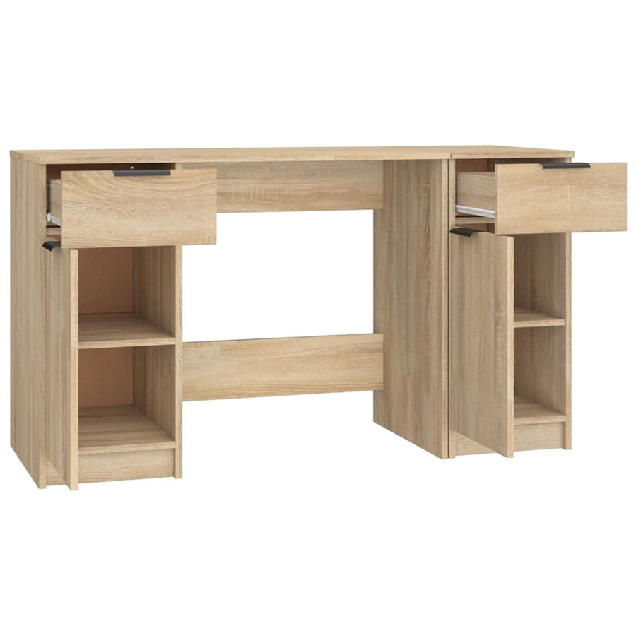 Bureau Met Bijzetkast Bewerkt Hout Sonoma Eikenkleurig