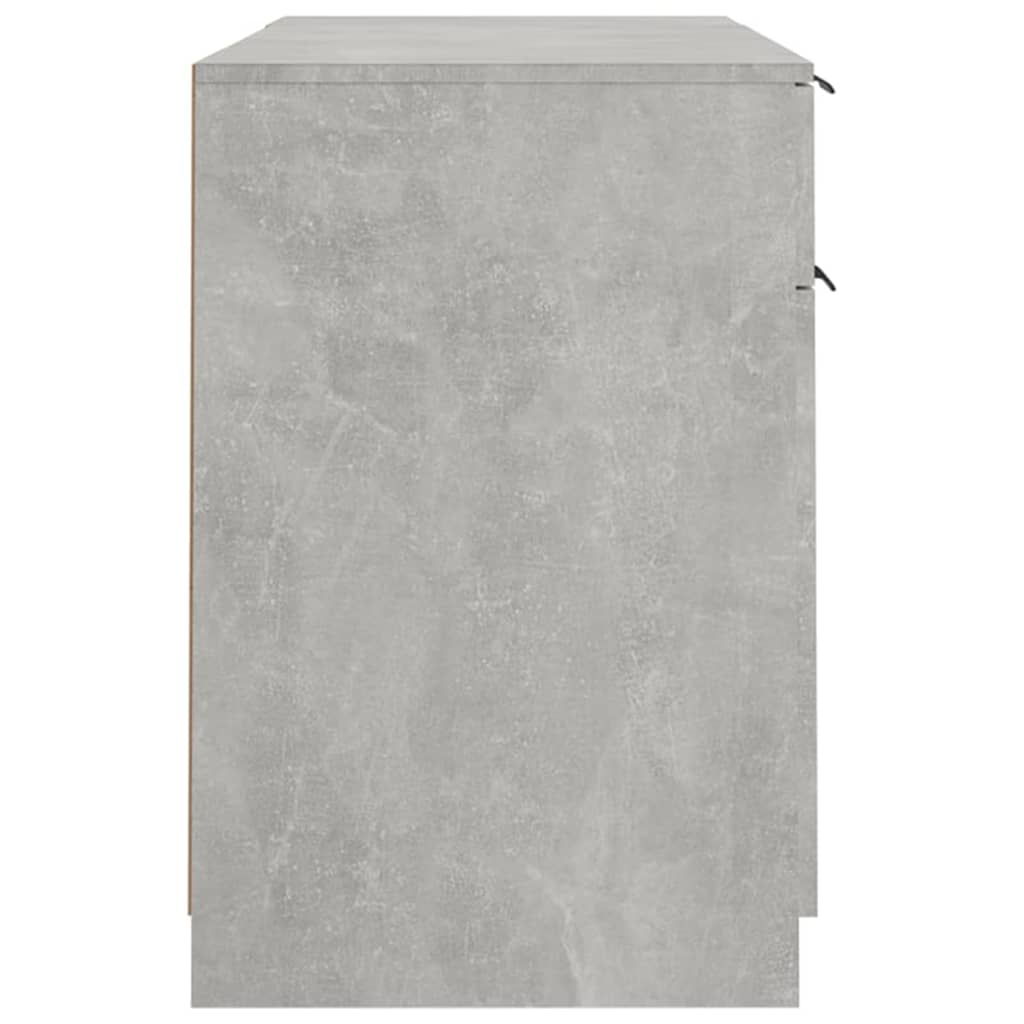 Bureau Met Bijzetkast Bewerkt Hout Betongrijs