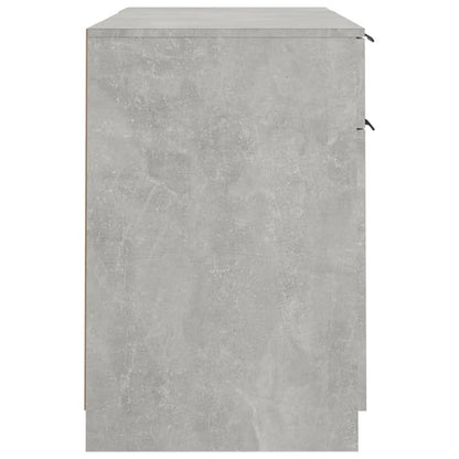 Bureau Met Bijzetkast Bewerkt Hout Betongrijs