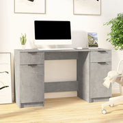 Bureau met bijzetkast 100x50x75 cm bewerkt hout betongrijs