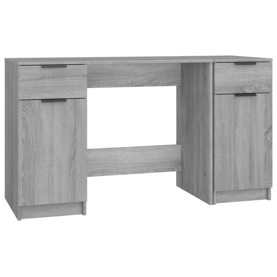 Bureau Met Bijzetkast Bewerkt Hout Grijs Sonoma Eikenkleurig