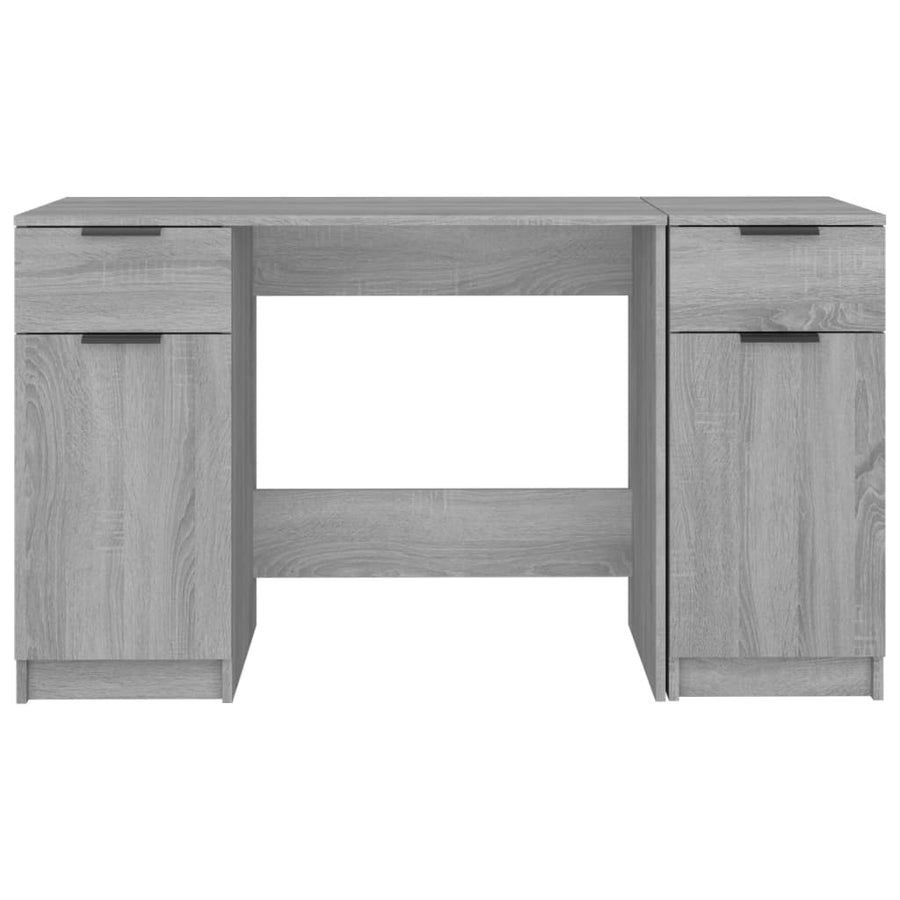 Bureau Met Bijzetkast Bewerkt Hout Grijs Sonoma Eikenkleurig