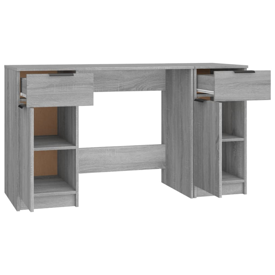 Bureau Met Bijzetkast Bewerkt Hout Grijs Sonoma Eikenkleurig