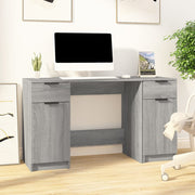 Bureau met bijzetkast 100x50x75 cm bewerkt hout grijs