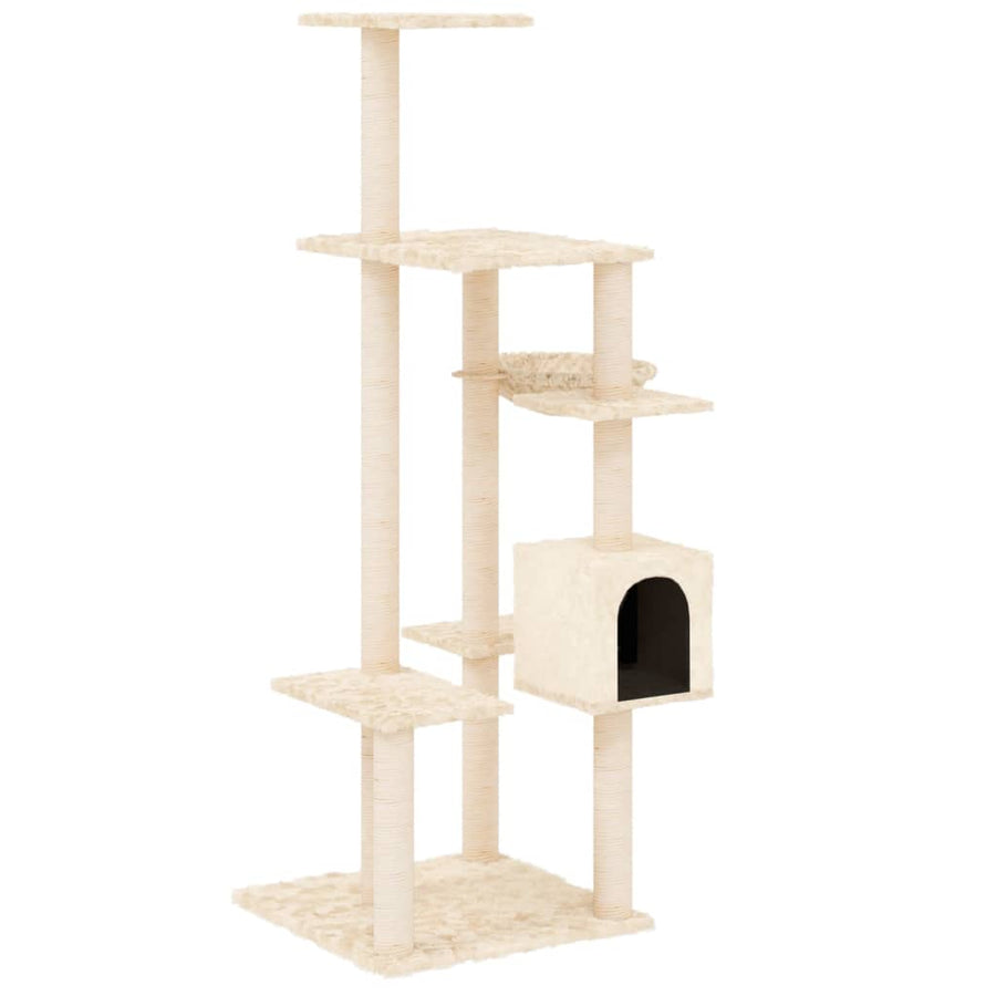 Kattenmeubel Met Sisal Krabpalen 142 Cm Kleurig Crème
