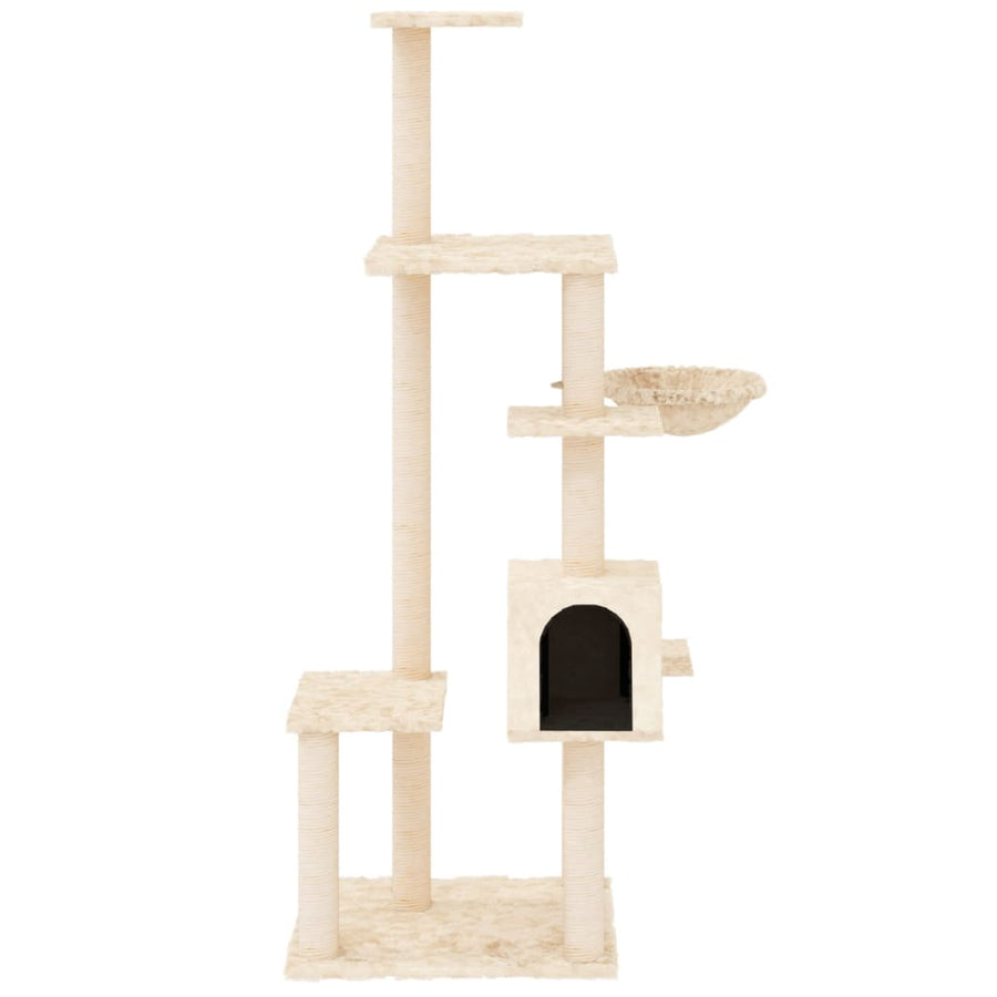 Kattenmeubel Met Sisal Krabpalen 142 Cm Kleurig Crème