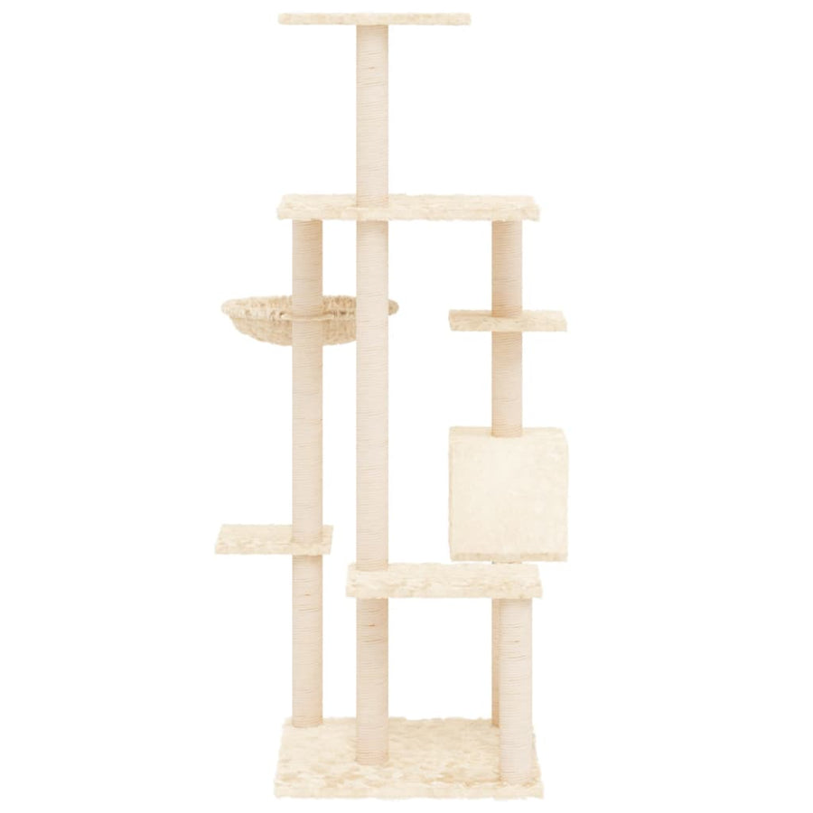 Kattenmeubel Met Sisal Krabpalen 142 Cm Kleurig Crème