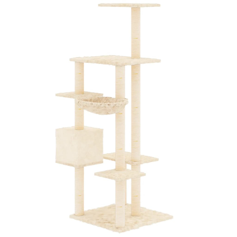 Kattenmeubel Met Sisal Krabpalen 142 Cm Kleurig Crème
