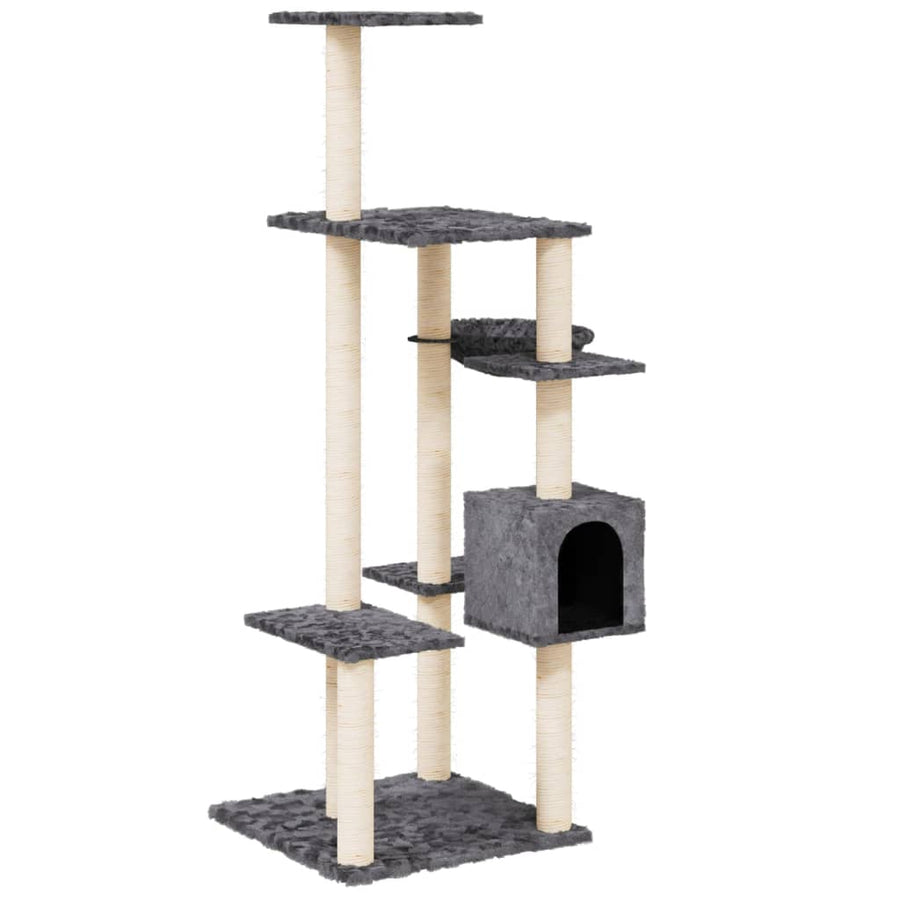 Kattenmeubel met sisal krabpalen 142 cm donkergrijs Donkergrijs