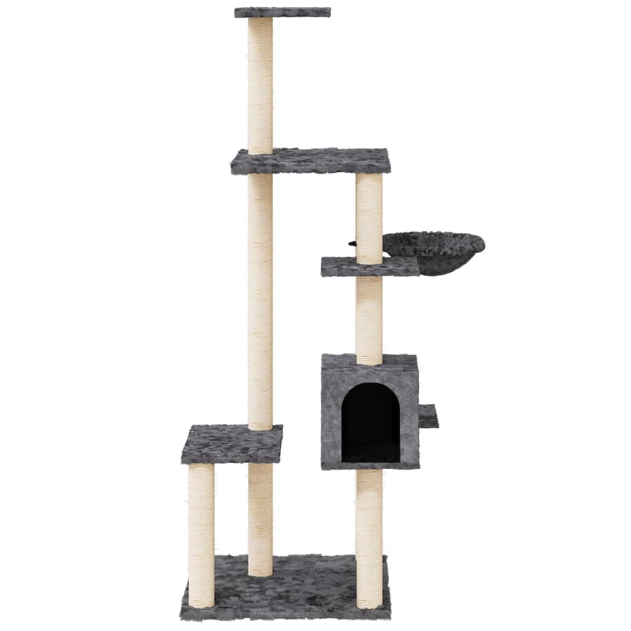 Kattenmeubel met sisal krabpalen 142 cm donkergrijs Donkergrijs