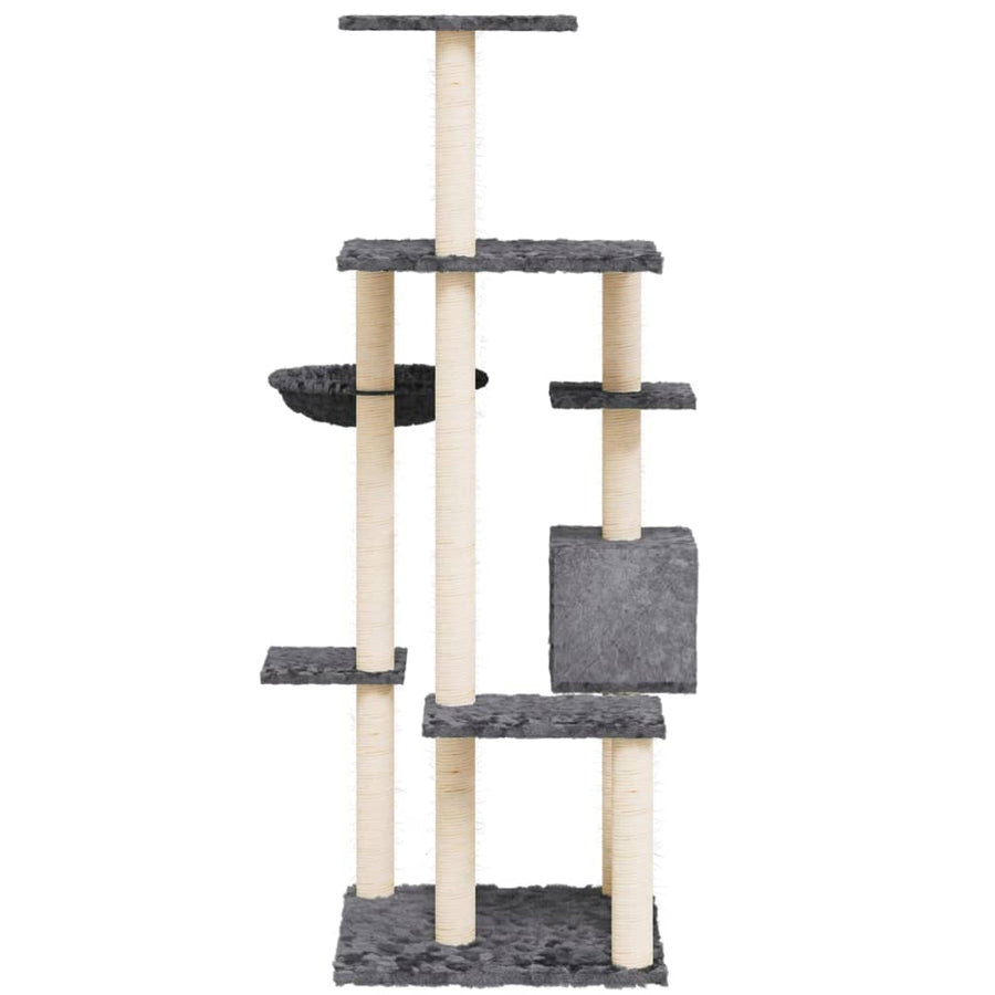 Kattenmeubel met sisal krabpalen 142 cm donkergrijs Donkergrijs