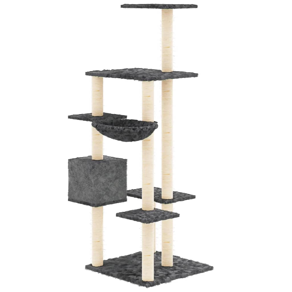 Kattenmeubel met sisal krabpalen 142 cm donkergrijs Donkergrijs