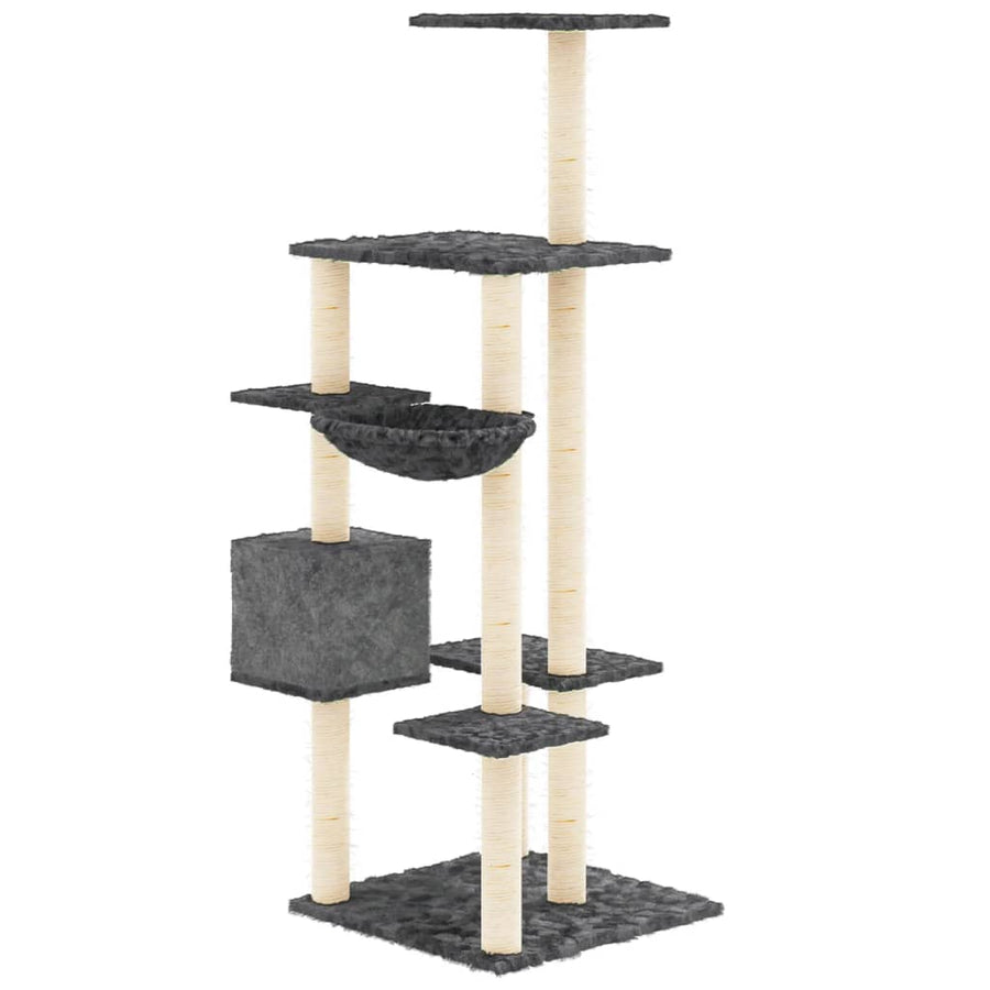 Kattenmeubel met sisal krabpalen 142 cm donkergrijs Donkergrijs