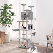 Kattenboom 191 cm lichtgrijs met sisal krabpalen