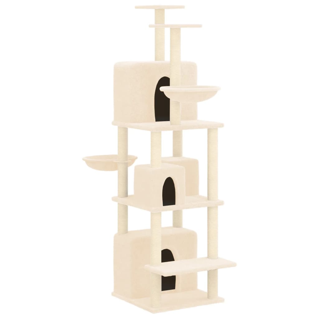 Kattenmeubel Met Sisal Krabpalen 180 Cm Kleurig Crème
